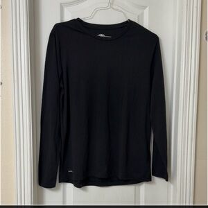 Athletic Works DriWorks Basic T-Shirt Mens Black Long Sleeve Crew Neck Tee SizeM